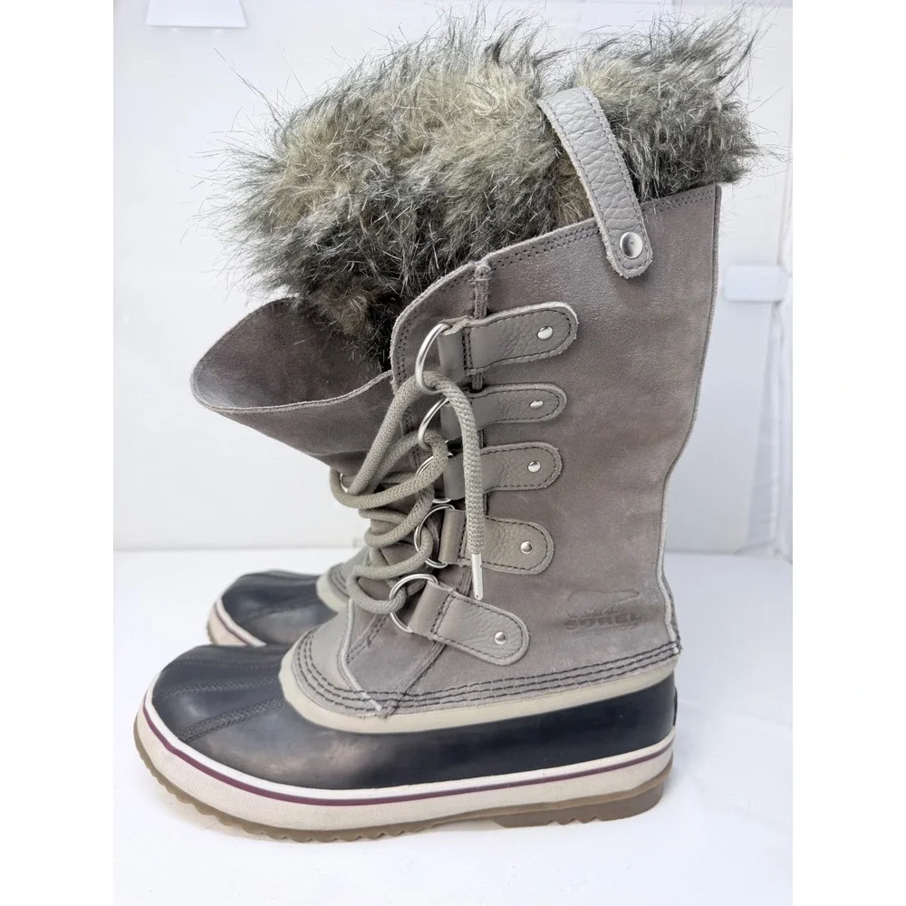 Sorel Joan of Arctic Quarry Grey Waterproof Faux Fur Snow Boots Womens